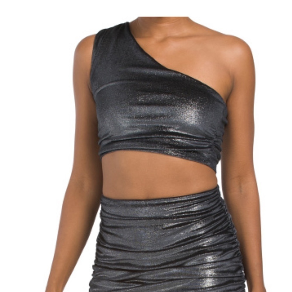 SUSANA MONACO NWT velvet shimmer one shoulder crop top size S